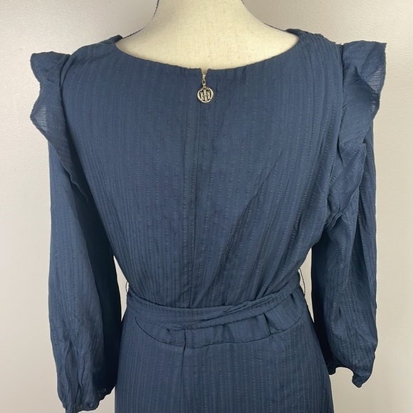 NWT Tommy Hilfiger Women Surplice Midi Wrap Dress SZ 14 Blue - Picture 11 of 14